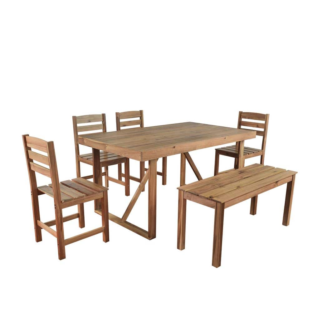 6-Piece Acacia Wood Outdoor Dining Set, Suitable for Patio, Balcony, Backyard price history on PriceWatchPro
