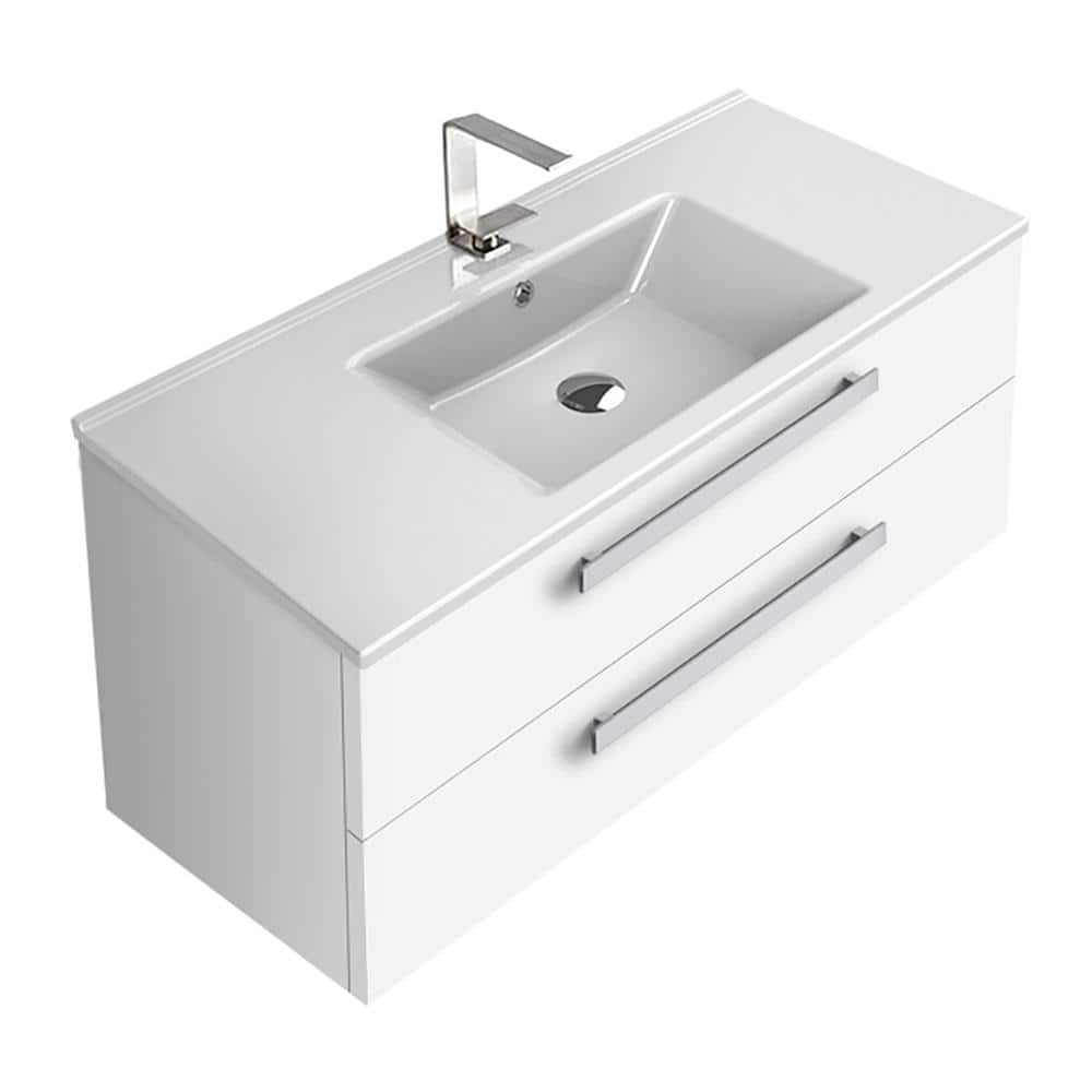 Nameeks Dadila 38 in. W x 17.5 in. D x 17.4 in. H Bathroom Vanity in Glossy  White with Ceramic Vanity Top and Basin in White ACF DA06-Glossy White - 