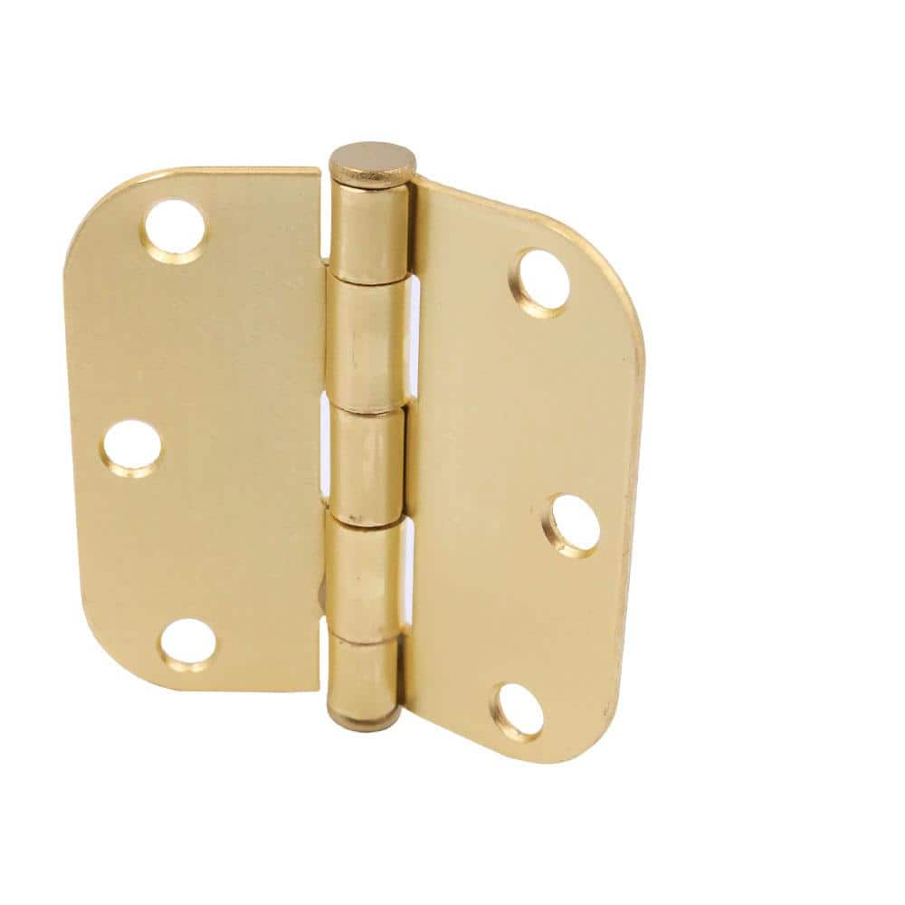 Everbilt 3 in. x 5/8 in. Radius Satin Brass Squeak-Free Door Hinge ...