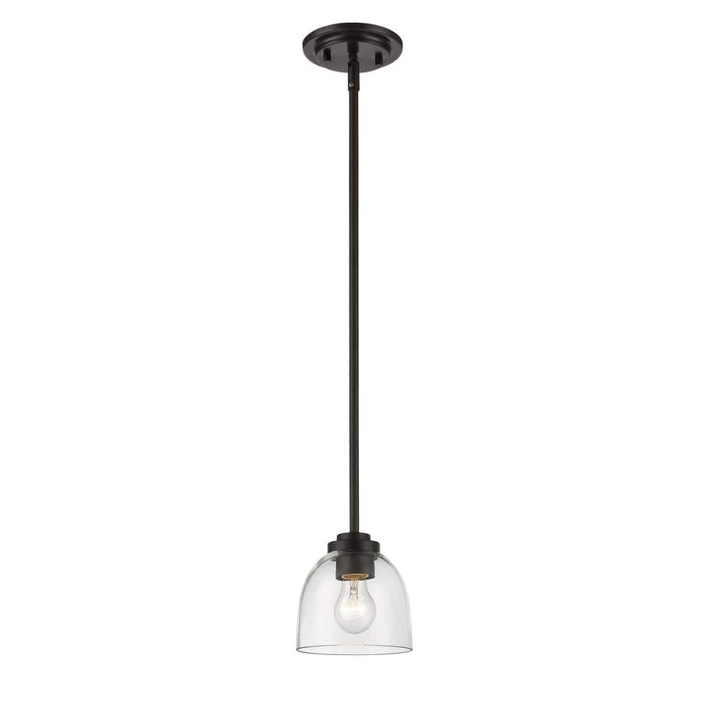 Coastal Curve 6" Mini Pendant with Clear Glass Bowl and Bronze Finish
