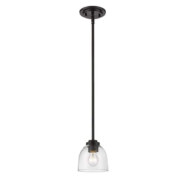 Unbranded 1-Light Bronze Shaded Mini-Pendant with Clear Glass Shade
