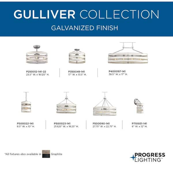 Progress Lighting Gulliver 8-1/2 in. 1-Light Coastal Galvanized