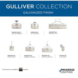 Gulliver Collection 23 in. 3-Blade  Indoor/Outdoor Gray Ceiling Fan Cage Fandelier with 3 LED Light Bulbs and Remote