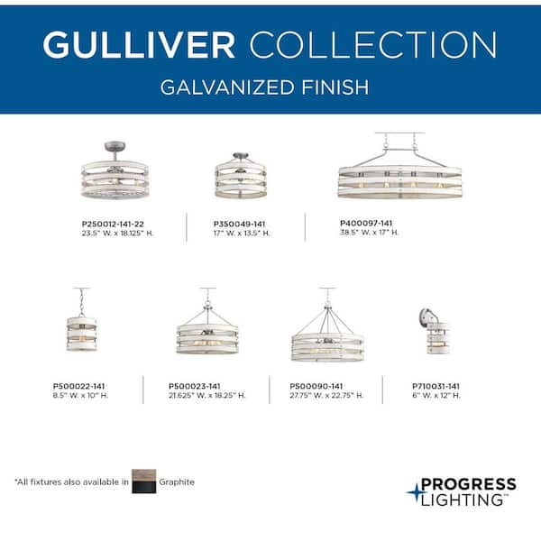 Gulliver 23.5 in. Indoor/Outdoor Grey Coastal Ceiling Fan with 2200K Light Bulbs Included with Remote for Bedroom