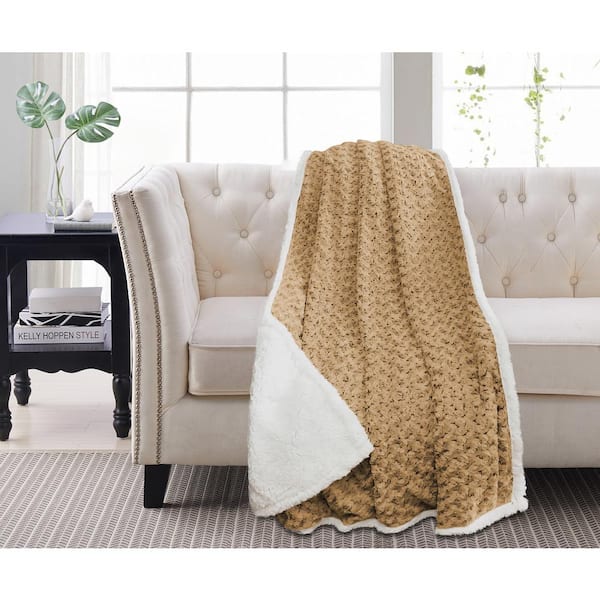 New Faux Fur Throw Blanket Brown 50 x 60 Inch 