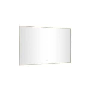 60 in. W x 36 in. H Large Rectangular Aluminium Framed Dimmable Wall LED Bathroom Vanity Mirror with Back Light in Gold