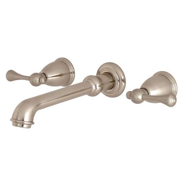 Kingston Brass English Country 2-Handle Wall Mount Roman Tub Faucet in Brushed Nickel (Valve Included)