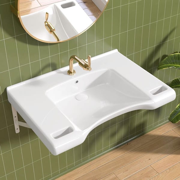 Zeafive 29.5 in. ADA Compliant Ceramic Sink Wall-Hung Accessible