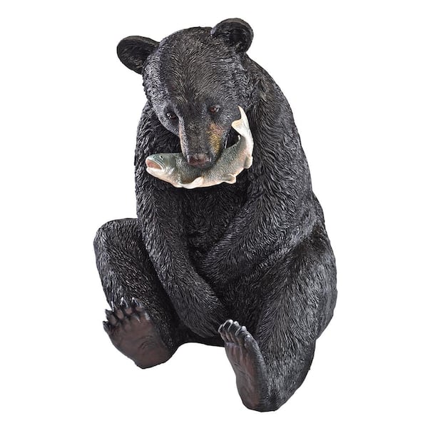 22.5 in. H The Expert Fisherman Black Bear Statue