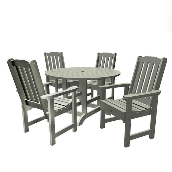 Highwood Springville 5-Pieces Round Recycled Plastic Outdoor Dining Set ...