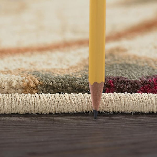 Impressions Floral Beige 6 ft. Round Indoor Area Rug