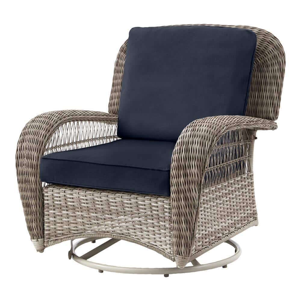 beacon park gray wicker outdoor patio swivel lounge chair