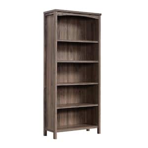 Woodburn 69.803 in. Washed Walnut 5-Shelf Standard Bookcase with Adjustable Shelves
