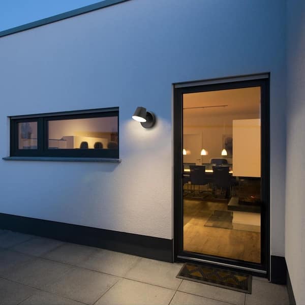 7.25in. Modern Black Aluminum LED Outdoor Indoor Outdoor Hardwired Wall Lantern Sconce Light with Adjustable Head