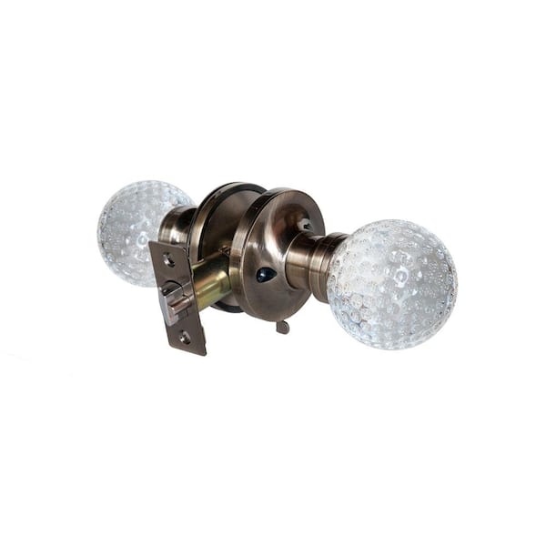 Krystal Touch of NY Golf Ball Crystal Antique Brass Privacy Bed/Bath Door Knob with LED Mixing Lighting Touch Activated