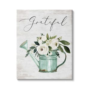 Grateful Sentiment Vintage Watering Bouquet By Lettered and Lined Unframed Print Nature Wall Art 16 in. x 20 in.
