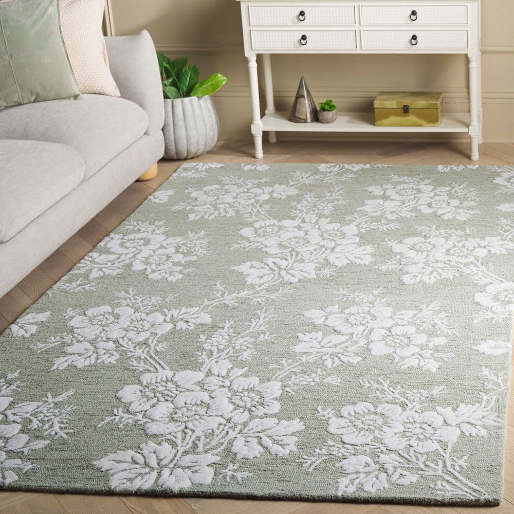 Glamour 4 ft. x 6 ft. Sage/Ivory Solid Floral Area Rug price history on PriceWatchPro