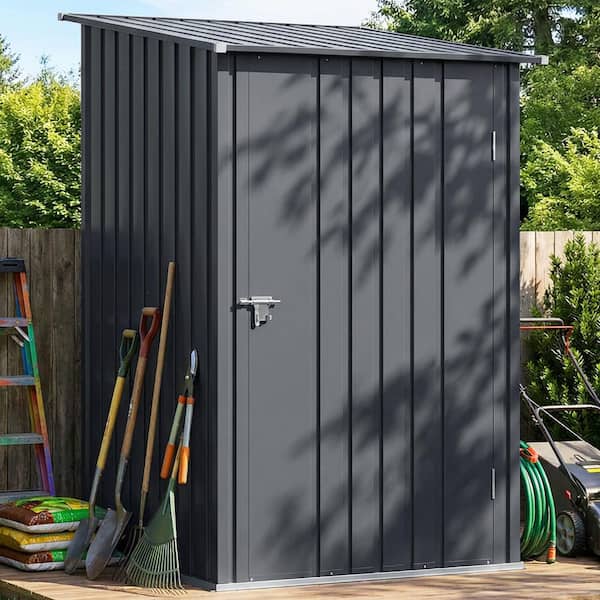 3.3 ft. W x 3.4 ft. D Metal Shed with Lockable Door, Galvanized Outdoor Storage sheds in Dark Gray (10 sq. ft. )