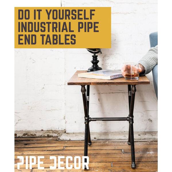 1/2 in. Black Pipe 14 in. W x 20.5 in. H Criss Cross Design End Table Kit 1/2 in. Black Pipe 14 in. W x 20.5 in. H Criss Cross Design End Table Kit