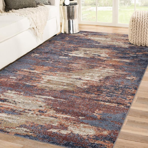 Jordan 9 x 12 Rust Abstract Pattern Area Rug for High Traffic Living Room Dining Room Bedroom
