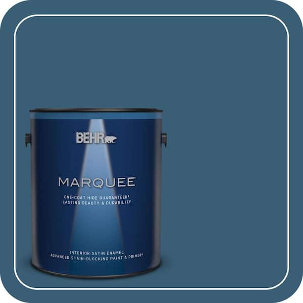 BEHR MARQUEE 1 gal. #S490-7 Superior Blue One-Coat Hide Satin Enamel Interior Paint & Primer