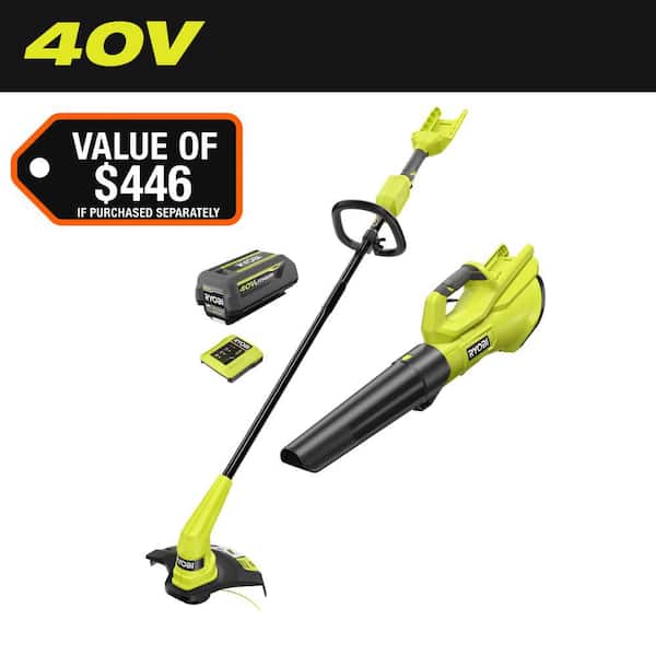 40V Cordless Battery 12 in. String Trimmer and 475 CFM 120 MPH Blower Combo Kit with 4.0 Ah Battery and Charger