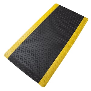Diamond Plate Anti-Fatigue 2-Sides Black/Yellow 2 ft. x 2 ft. x 9/16 in. Commercial Mat