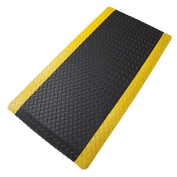 UltraSoft Premium Diamond-Plate Anti-Fatigue Mat- Black w/ Yellow Borders