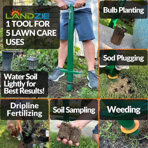 ALongwujin Long Handle Bulb Planter, 5 In 1 Lawn Garden Tool For Digging And Digging Holes For Planting Flowers, Lawn Transplants Planting Tool