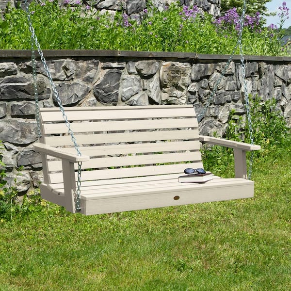Weatherly 48 in. 2-Person Whitewash Recycled Plastic Porch Swing