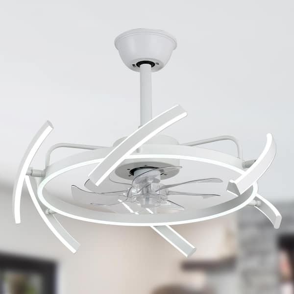 Bella Depot 24 in. Indoor White Dimmable Ceiling Fan with LED Light and Remote