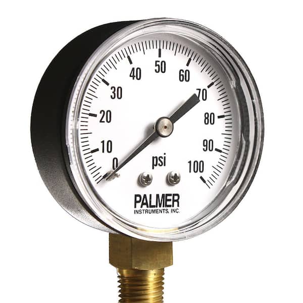 Palmer Instruments 2.5 in. Dial 100 psi Painted Steel Case Utility Gauge