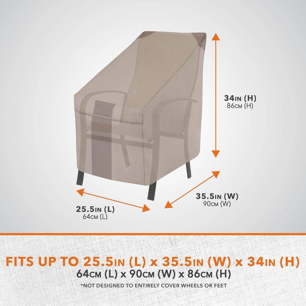 Beige Weather-Resistant High Back Patio Chair Covers, Set of 2
