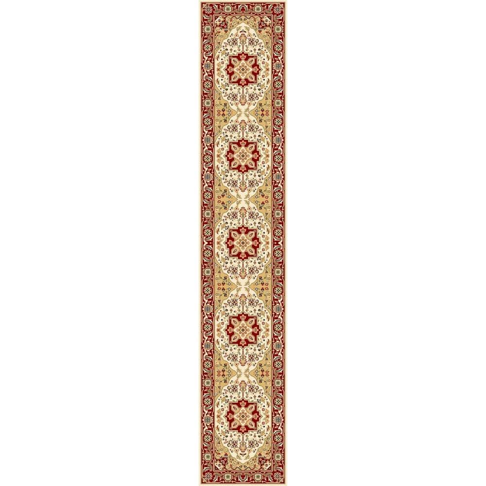 Lyndhurst Ivory/Red 2 ft. x 14 ft. Floral Border Medallion Runner Rug price history on PriceWatchPro