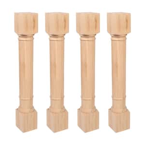 35.25 in. x 5 in. Unfinished Solid North American Red Oak Traditional Full Round Kitchen Island Leg (4-Pack)