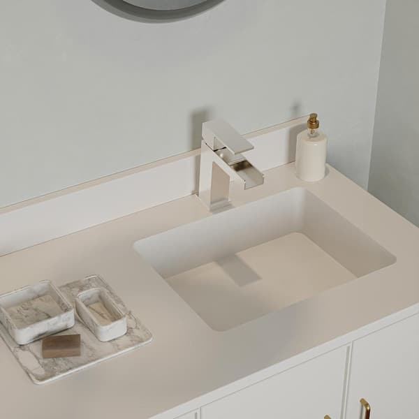 Waterfall Single Handle Single Hole Modern Bathroom Faucet Bathroom Drip-Free Vanity RV Sink Faucet in Brushed Nickel