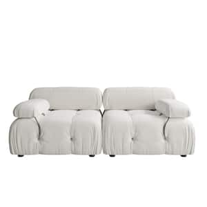 75.6 in. Teddy Velvet 2-Wide Seats Loveseat Sofa Couch, Beige