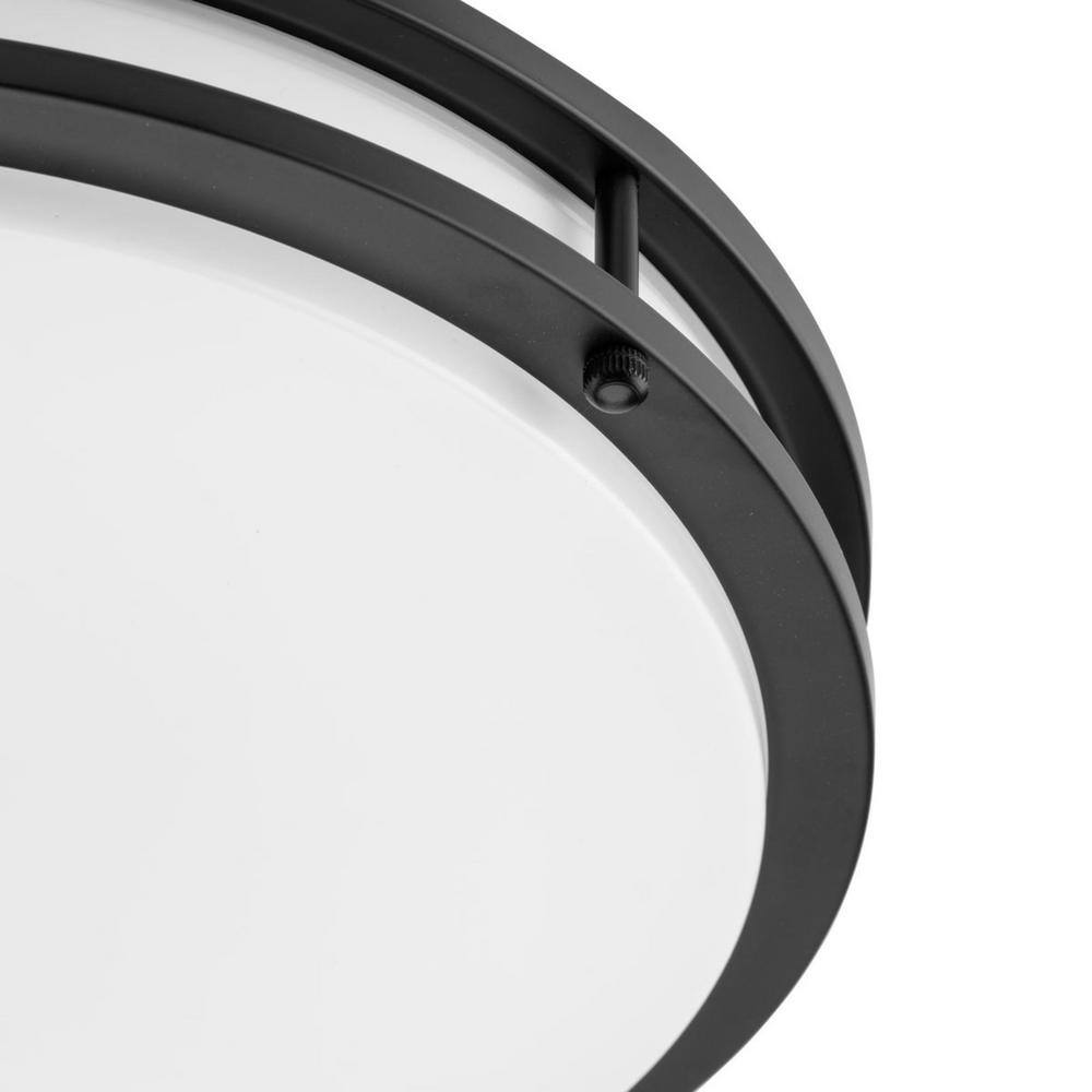 Abide 14" Matte Black and Nickel LED Flush Mount Light