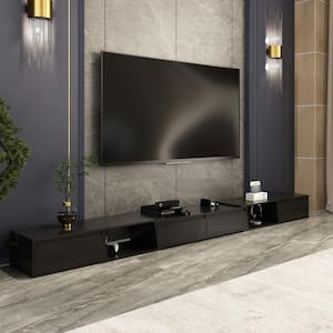 Modern Wood Black TV Media Console Entertainment Center with Adjustable Length and Drawers Fits TV's up to 100 in.