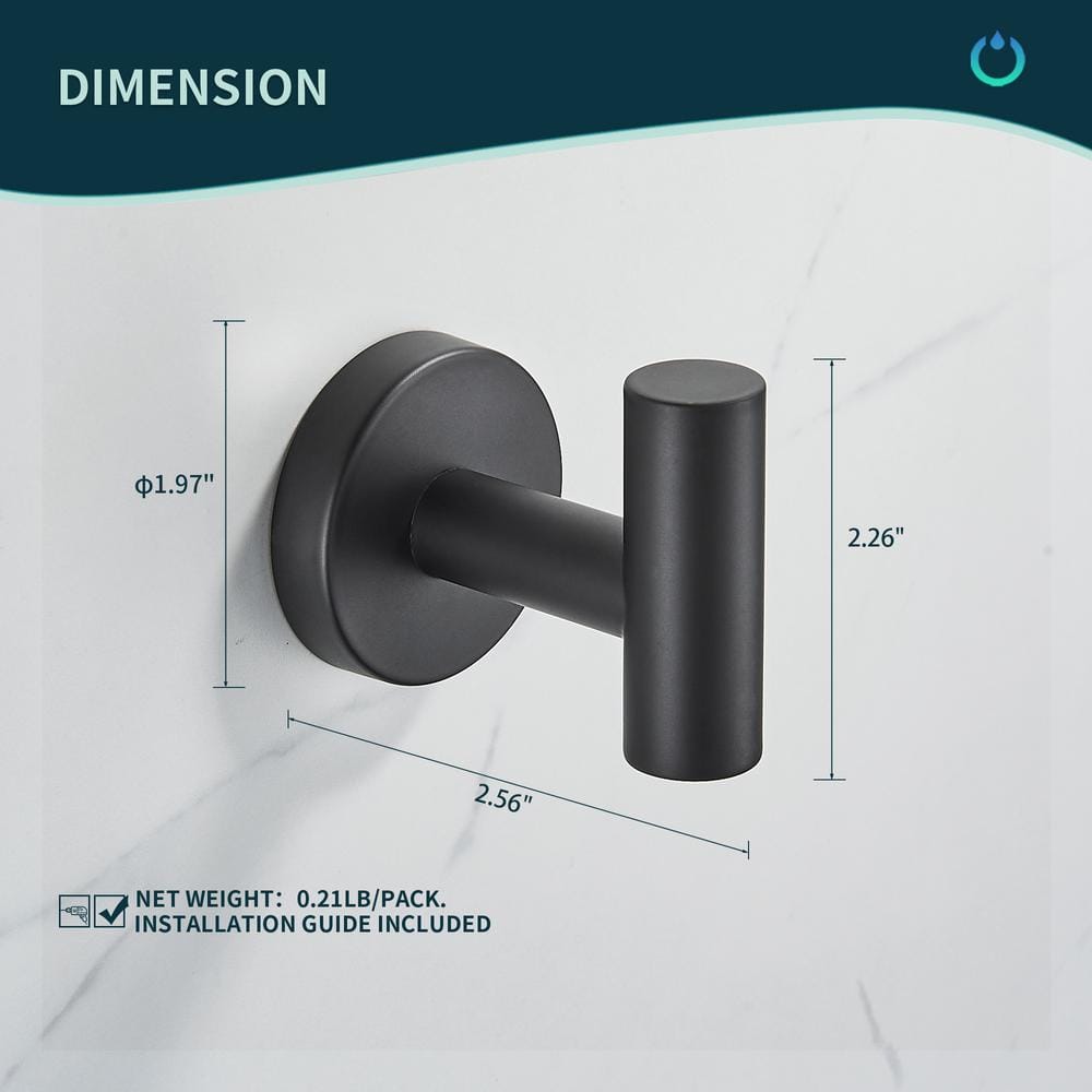 Matte Black 5-Piece Stainless Steel Bathroom Hardware Set