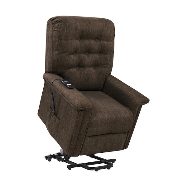 ProLounger Petite Power Recline and Lift Chair in Chocolate Brown Herringbone