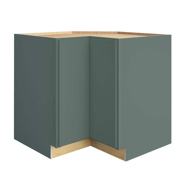 Hargrove 36 in. W x 36 in. D x 34.5 in. H Assembled Plywood Corner Easy Reach Base Kitchen Cabinet in Verdant Green LH