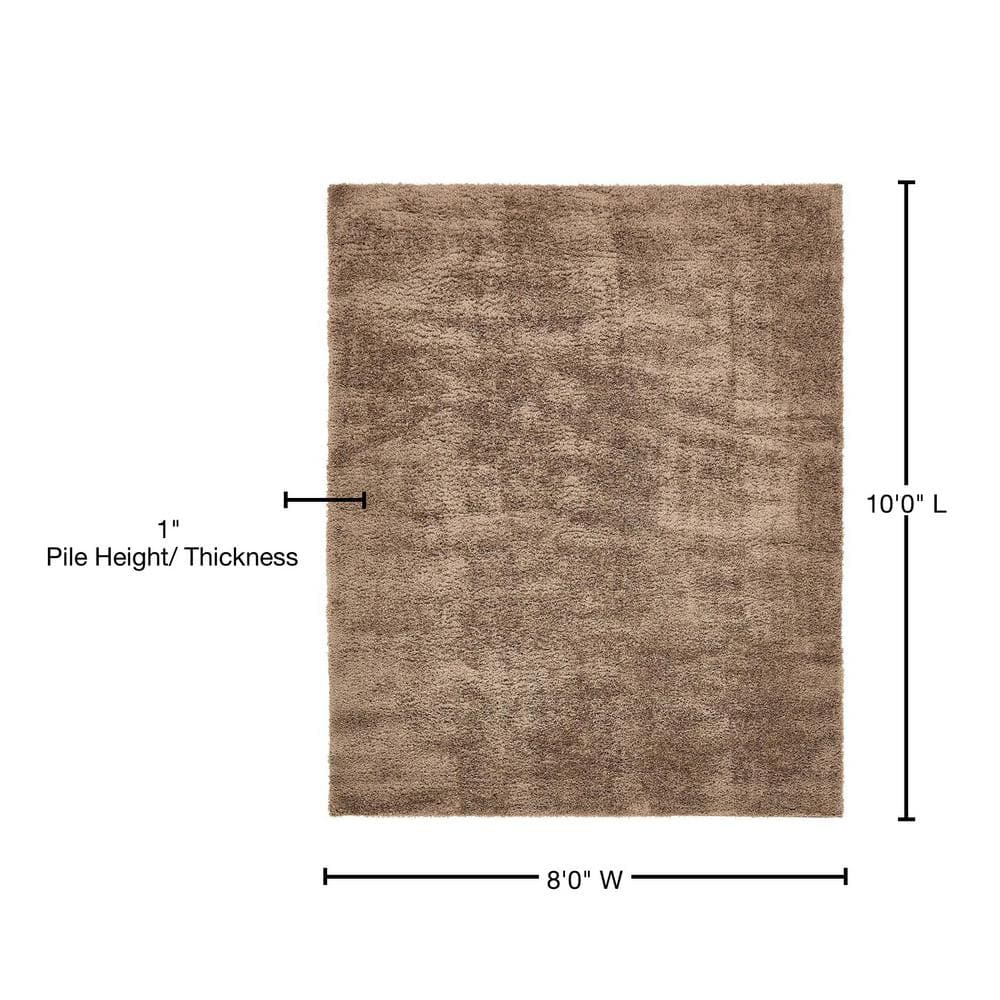 Brown 8' x 10' Solid Shag Synthetic Area Rug