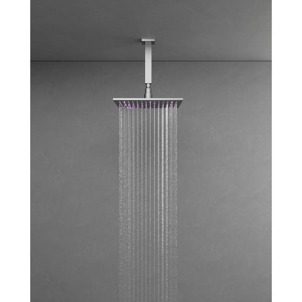 7-Spray Patterns 12 in. Dual Shower Head Ceiling Mount and Handheld Shower Head in Brushed Nickel