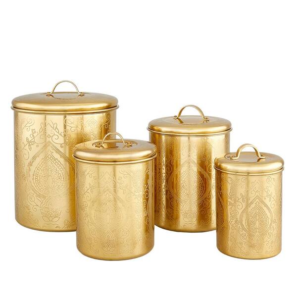 Old Dutch Tangier Champagne Etched Canisters (Set of 4)