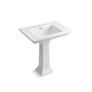 Memoirs Ceramic Pedestal Bathroom Sink with 8 in. Centers and Stately Design in White with Overflow Drain