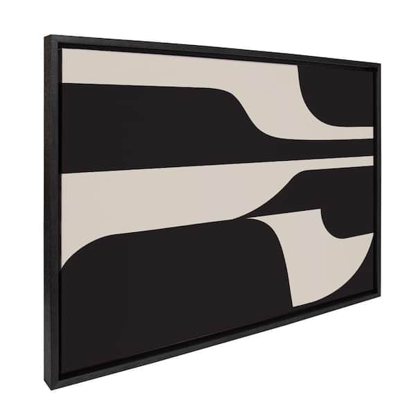 Kate and Laurel Sylvie Eye Catching Sleek Abstract 6 Black and Beige by the Creative Bunch Studio Framed Art Print 23 in. x 33 in.