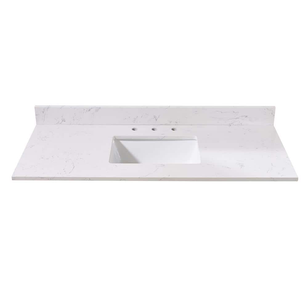 Aosta White 49" Composite Stone Vanity Top with Ceramic Sink