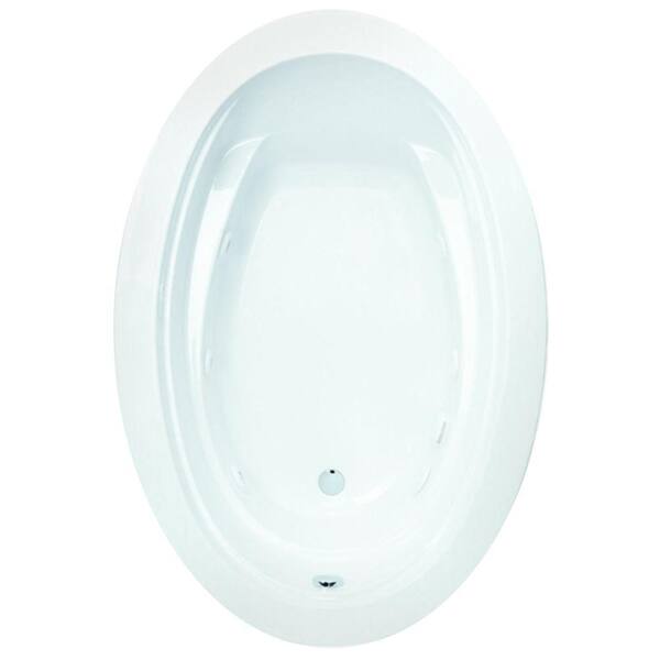 Aquatic Belmont I 60 in. Acrylic Drop-In Whirlpool Reversible Drain Oval  Bathtub with Heater in White