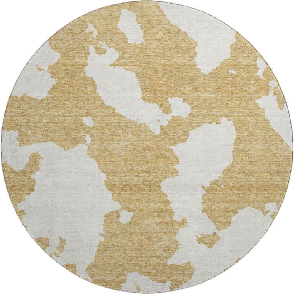 Mayfield Premium Machine Washable Abstract AMF975 Gold 8 ft. x 8 ft. Round Rug price history on PriceWatchPro
